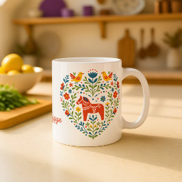Nordic Folk Art Dala Horse Mug Kaffeetasse