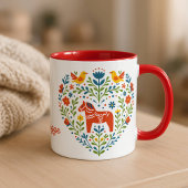Nordic Folk Art Dala Horse Mug Kaffeetasse