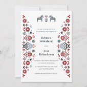 Nordic Folk Art Dala Pferd Skandinavische Hochzeit Einladung (Vorderseite)