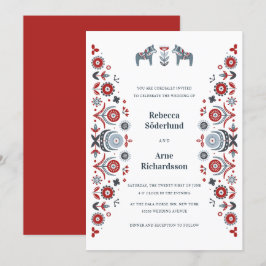 Nordic Folk Art Dala Pferd Skandinavische Hochzeit Einladung