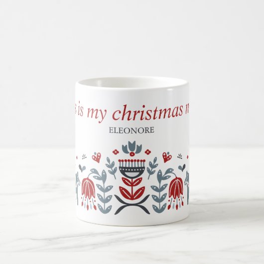 Nordic Folk Art Dala Weihnachtsfeiertage Kaffeetasse (Mittel)