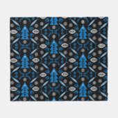 Nordic Folk Art Fish Fleecedecke (Vorderseite (Horizontal))