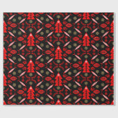Nordic Folk Art Fish Geschenkpapier (Flach)