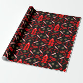 Nordic Folk Art Fish Geschenkpapier (Ungerollt)