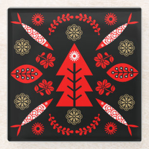 Nordic Folk Art Fish Glasuntersetzer