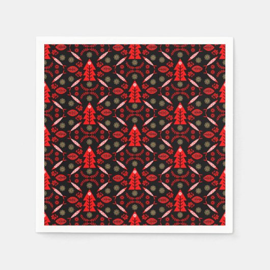 Nordic Folk Art Fish Serviette (Vorderseite)