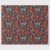 Nordic Folk Art Forest | Winter Woodland Animals Geschenkpapier (Flach)