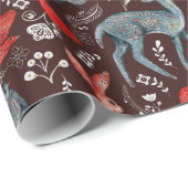 Nordic Folk Art Forest | Winter Woodland Animals Geschenkpapier (Rolleneckpunkt)