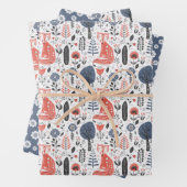 Nordic Folk Art Fox Geschenkpapier Set (Beispiel)