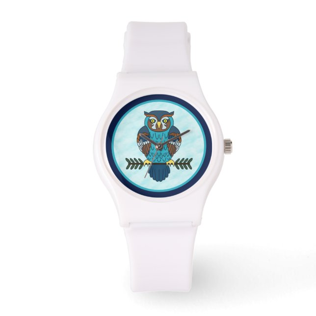 Nordic Folk Art Owl Armbanduhr (Vorderseite)