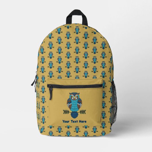 Nordic Folk Art Owl Bedruckter Rucksack (Vorderseite)