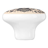 Nordic Folk Art Owl Beige Black Keramikknauf (Seitenansicht)