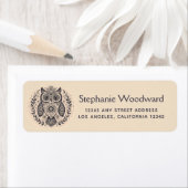 Nordic Folk Art Owl Black Beige Rücksendeadresse (Insitu)