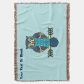 Nordic Folk Art Owl Decke (Vorderseite Vertikal)