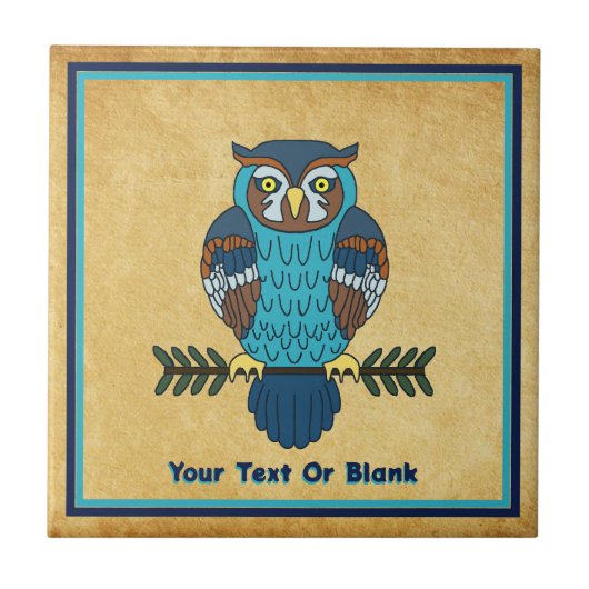 Nordic Folk Art Owl Fliese (Vorderseite)