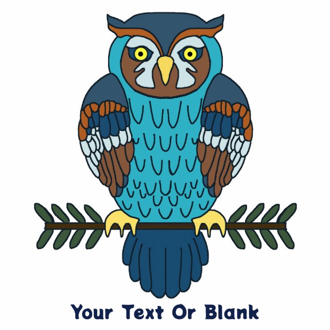 Nordic Folk Art Owl Fotoskulptur Magnet (Vorne)