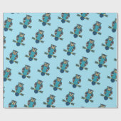 Nordic Folk Art Owl Geschenkpapier (Flach)