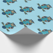 Nordic Folk Art Owl Geschenkpapier (Ecke)