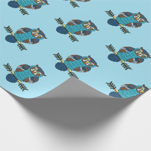 Nordic Folk Art Owl Geschenkpapier (Ecke)
