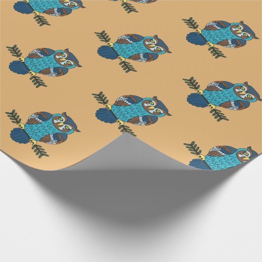 Nordic Folk Art Owl Geschenkpapier (Ecke)