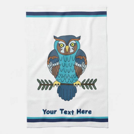 Nordic Folk Art Owl Geschirrtuch (Vertikal)