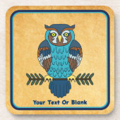 Nordic Folk Art Owl Getränkeuntersetzer (Vorderseite)