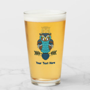 Nordic Folk Art Owl Glas