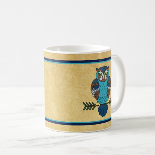 Nordic Folk Art Owl Kaffeetasse (VorderseiteRechts)