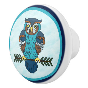 Nordic Folk Art Owl Keramikknauf