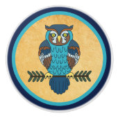 Nordic Folk Art Owl Keramikknauf (Vorderseite)