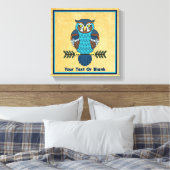 Nordic Folk Art Owl Leinwanddruck (Insitu (Schlafzimmer))