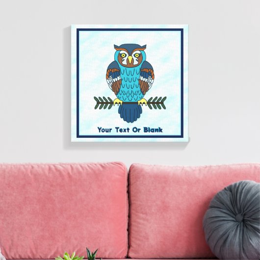 Nordic Folk Art Owl Leinwanddruck (Insitu (Wohnzimmer))
