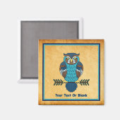 Nordic Folk Art Owl Magnet (Vorderseite/Rückseite)