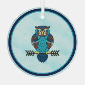 Nordic Folk Art Owl Ornament Aus Glas (Rückseite)