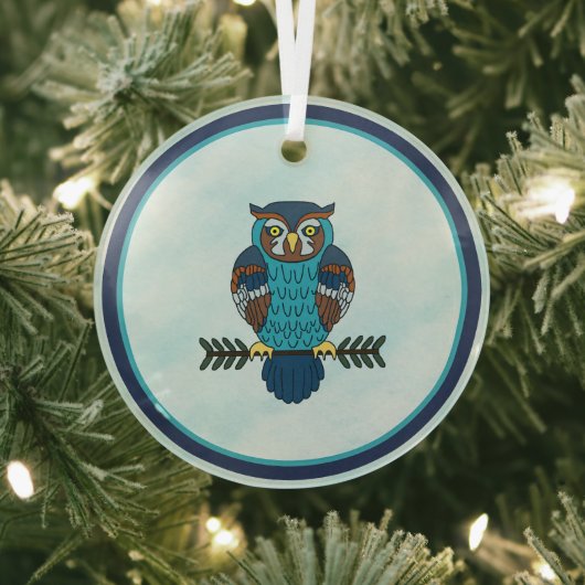 Nordic Folk Art Owl Ornament Aus Glas (InSitu)