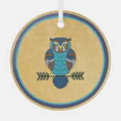 Nordic Folk Art Owl Ornament Aus Glas (Vorderseite)