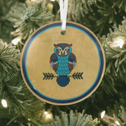 Nordic Folk Art Owl Ornament Aus Glas (InSitu)