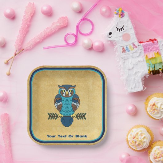 Nordic Folk Art Owl Pappteller (Party)