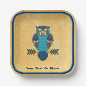 Nordic Folk Art Owl Pappteller (Vorderseite)
