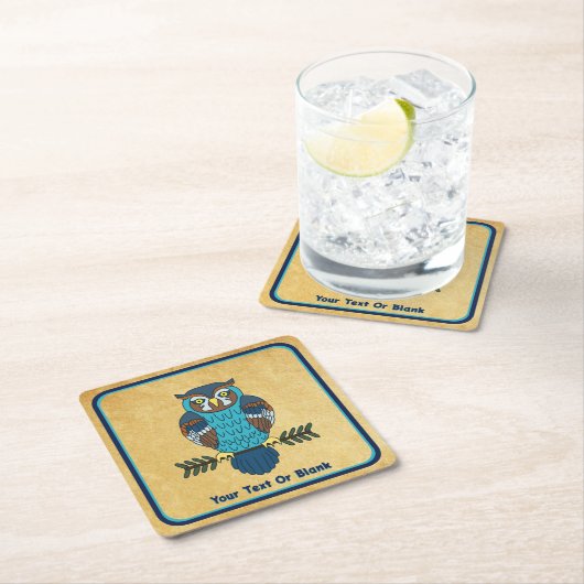 Nordic Folk Art Owl Rechteckiger Pappuntersetzer (Vor Ort)