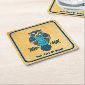 Nordic Folk Art Owl Rechteckiger Pappuntersetzer (angewinkelt)