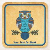 Nordic Folk Art Owl Rechteckiger Pappuntersetzer (Vorderseite)