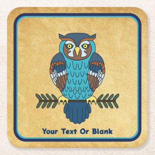 Nordic Folk Art Owl Rechteckiger Pappuntersetzer (Vorderseite)