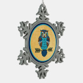 Nordic Folk Art Owl Schneeflocken Zinn-Ornament (Links)