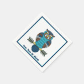 Nordic Folk Art Owl Serviette (Ecke)