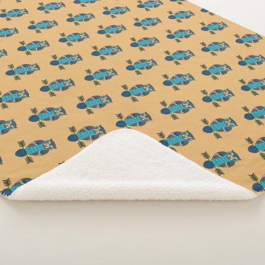 Nordic Folk Art Owl Sherpadecke (3/4)