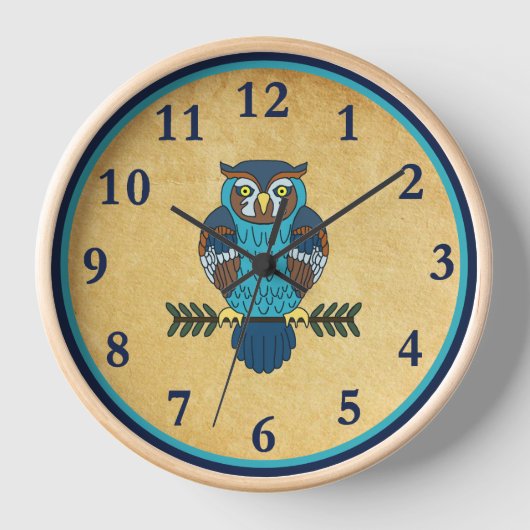 Nordic Folk Art Owl Uhr (Vorderseite)