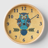 Nordic Folk Art Owl Uhr (Vorderseite)