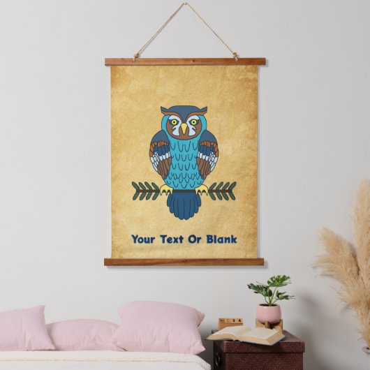 Nordic Folk Art Owl Wandteppich Mit Holzrahmen (Schlafzimmer)