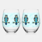 Nordic Folk Art Owl Weinglas Ohne Stiel (Links)